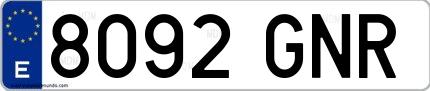 Ejemplo de matrícula española 8092 GNR