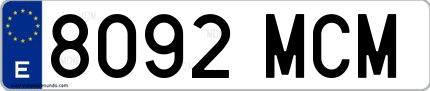Ejemplo de matrícula española 8092 MCM
