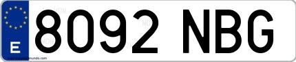Ejemplo de matrícula española 8092 NBG