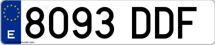 Ejemplo de matrícula española 8093 DDF