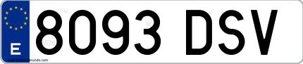 Ejemplo de matrícula española 8093 DSV