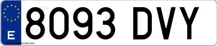Ejemplo de matrícula española 8093 DVY