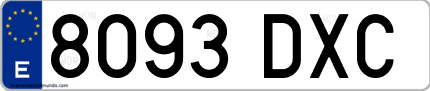 Ejemplo de matrícula de coche ordinaria 8093 DXC
