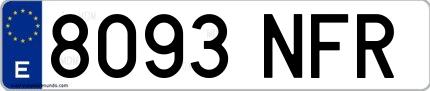 Ejemplo de matrícula española 8093 NFR