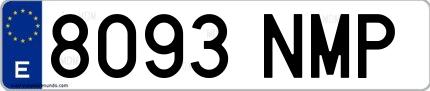 Ejemplo de matrícula española 8093 NMP