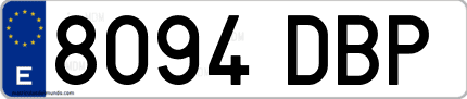 Ejemplo de matrícula de coche ordinaria 8094 DBP