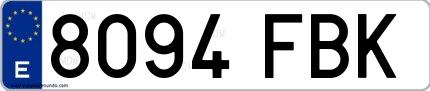 Ejemplo de matrícula española 8094 FBK