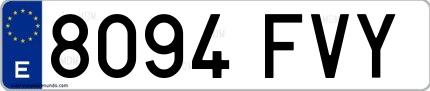 Ejemplo de matrícula española 8094 FVY