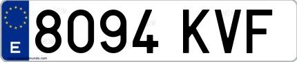Ejemplo de matrícula española 8094 KVF
