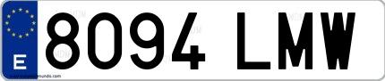 Ejemplo de matrícula española 8094 LMW