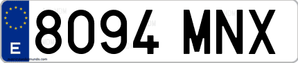 Ejemplo de matrícula de coche ordinaria 8094 MNX