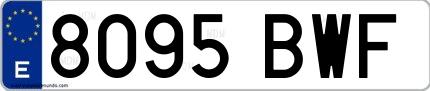 Ejemplo de matrícula española 8095 BWF