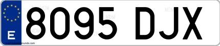 Ejemplo de matrícula española 8095 DJX