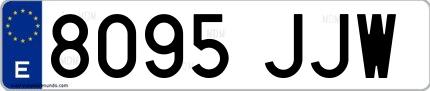 Ejemplo de matrícula española 8095 JJW