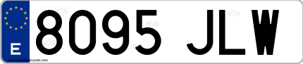Ejemplo de matrícula de coche ordinaria 8095 JLW