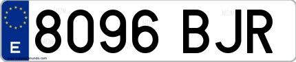 Ejemplo de matrícula española 8096 BJR