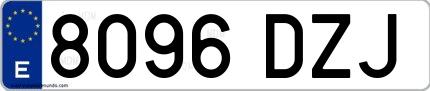 Ejemplo de matrícula española 8096 DZJ