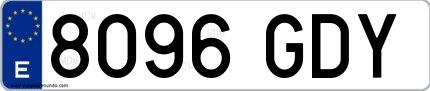 Ejemplo de matrícula española 8096 GDY
