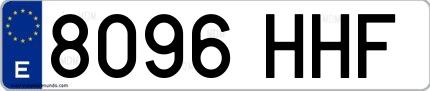 Ejemplo de matrícula española 8096 HHF