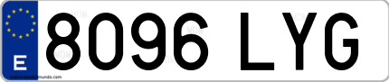 Ejemplo de matrícula de coche ordinaria 8096 LYG