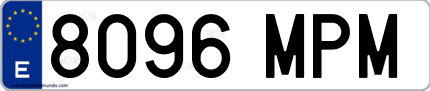 Ejemplo de matrícula de coche ordinaria 8096 MPM