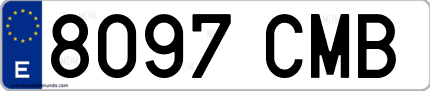 Ejemplo de matrícula de coche ordinaria 8097 CMB