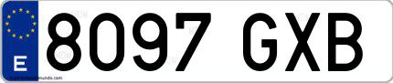 Ejemplo de matrícula española 8097 GXB