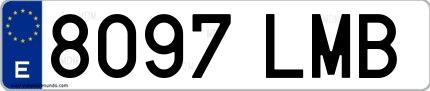 Ejemplo de matrícula española 8097 LMB