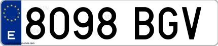 Ejemplo de matrícula española 8098 BGV