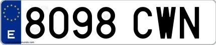 Ejemplo de matrícula española 8098 CWN