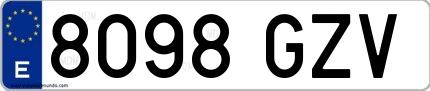 Ejemplo de matrícula española 8098 GZV
