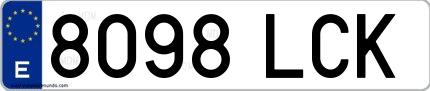 Ejemplo de matrícula española 8098 LCK