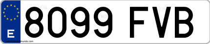 Ejemplo de matrícula de coche ordinaria 8099 FVB