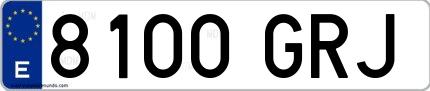 Ejemplo de matrícula española 8100 GRJ