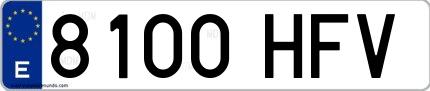 Ejemplo de matrícula española 8100 HFV