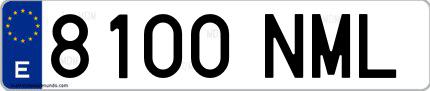 Ejemplo de matrícula española 8100 NML