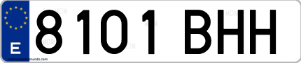 Ejemplo de matrícula de coche ordinaria 8101 BHH