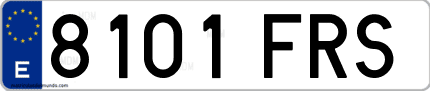 Ejemplo de matrícula de coche ordinaria 8101 FRS