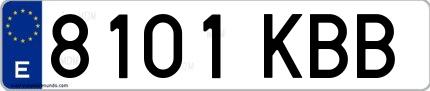 Ejemplo de matrícula española 8101 KBB