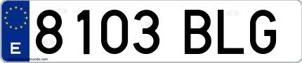 Ejemplo de matrícula española 8103 BLG