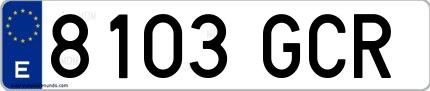Ejemplo de matrícula española 8103 GCR