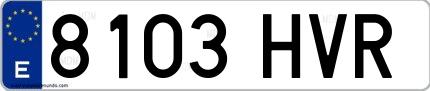 Ejemplo de matrícula española 8103 HVR