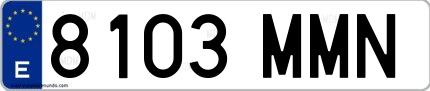 Ejemplo de matrícula española 8103 MMN