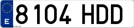 Ejemplo de matrícula de coche ordinaria 8104 HDD