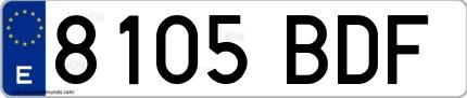 Ejemplo de matrícula española 8105 BDF