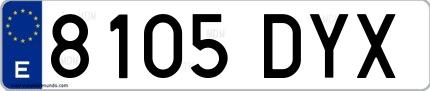 Ejemplo de matrícula española 8105 DYX