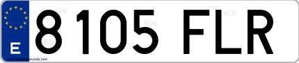 Ejemplo de matrícula española 8105 FLR