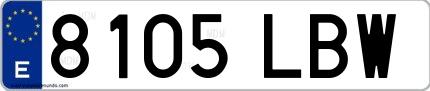 Ejemplo de matrícula española 8105 LBW