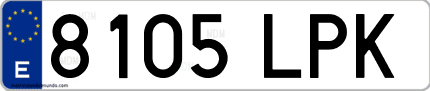 Ejemplo de matrícula de coche ordinaria 8105 LPK