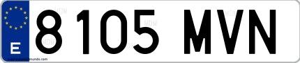 Ejemplo de matrícula española 8105 MVN